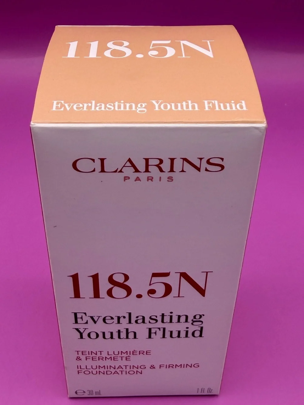 Clarins Everlasting Youth Fluid - Peach & Pink Accent Packaging